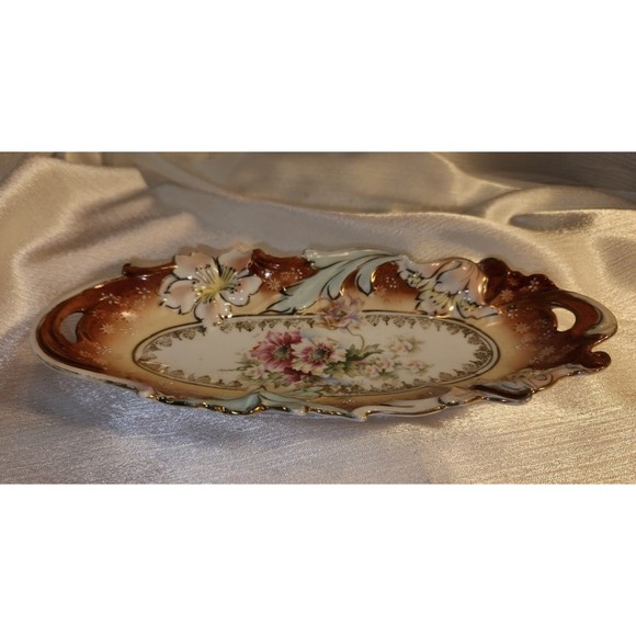 COPY - Cloisonne Trinket Dish Decoration Exquisite Floral Red and Goldtone - Picture 3 of 6